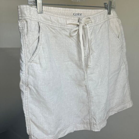 100% linen mini skirt pockets summer gorpcore preppy basic staple size small - Picture 2 of 5